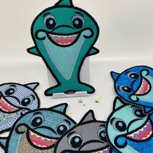 Set of six fun shark coasters